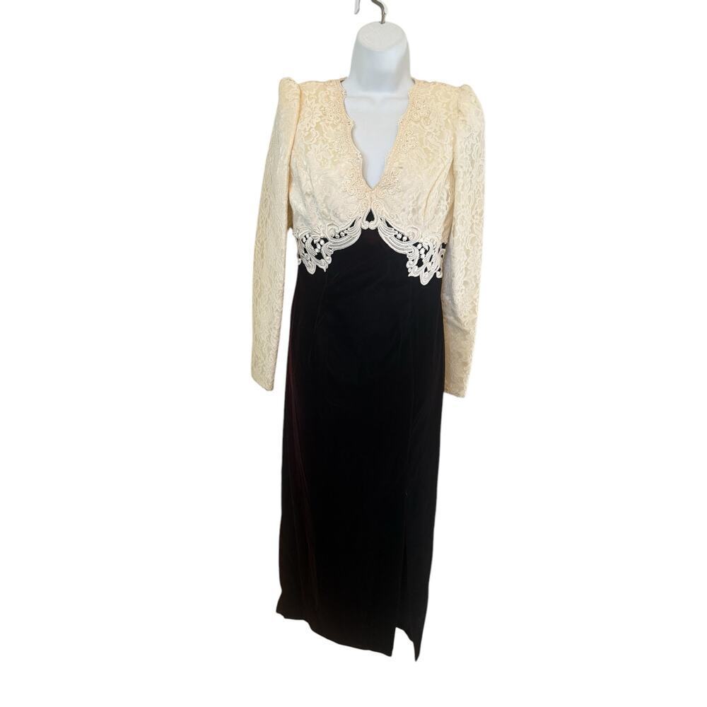 Vtg 70's Scott McClintock USA Party Formal White Top w/Green Velvet Skirt  8​